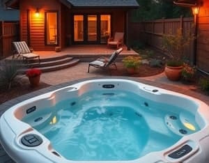 hot tub in backyard